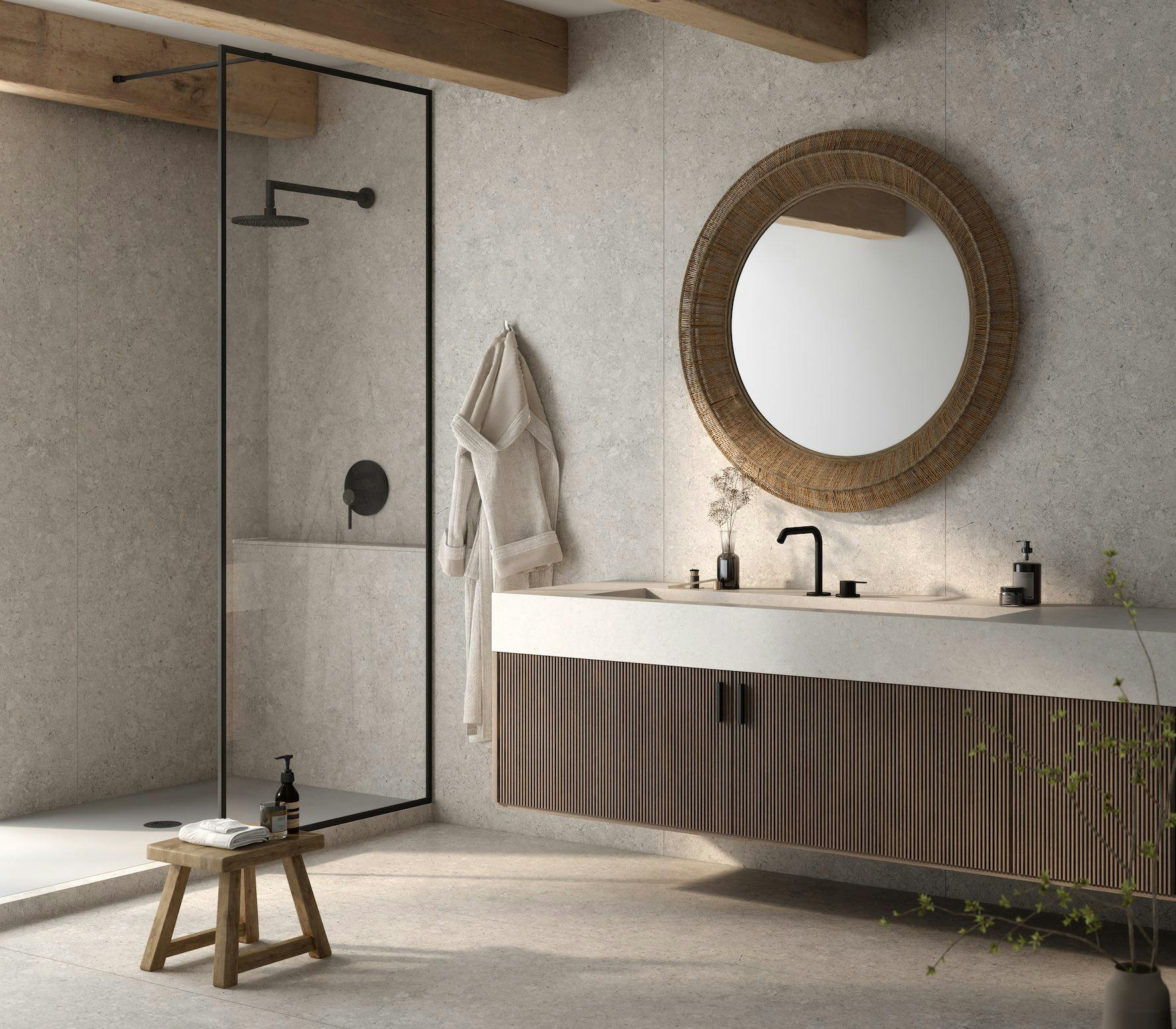 Image 32 of Bathroom Dekton Pietra Kode VK03 Grigio.jpg?auto=format%2Ccompress&ixlib=php 3.3 in {{Vicenza stone, recoded for the new architecture}} - Cosentino