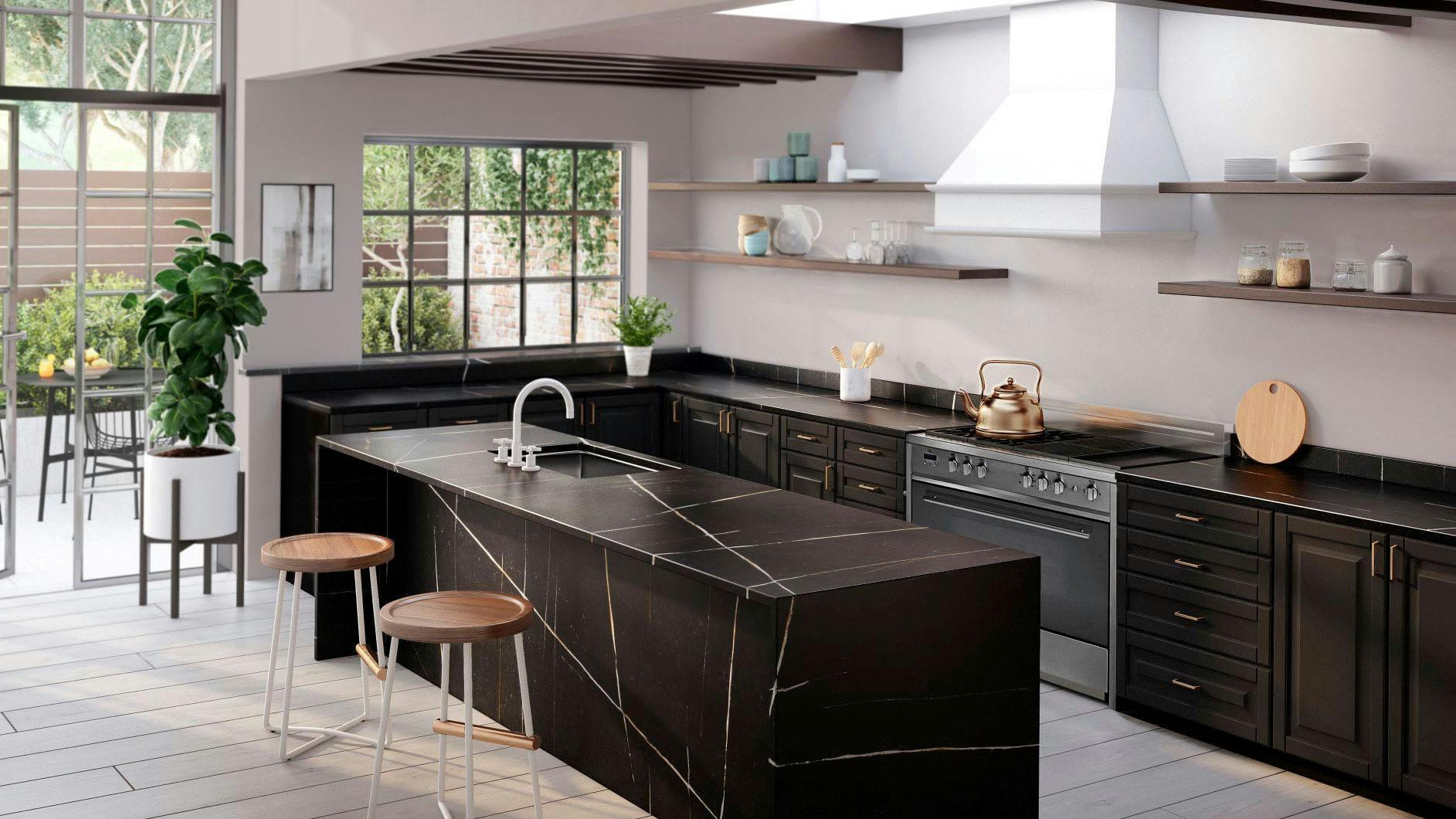 Image 32 of Silestone Eternal Noir Kitchen 2.jpg?auto=format%2Ccompress&ixlib=php 3.3 in {{Discover the most popular black kitchens}} - Cosentino