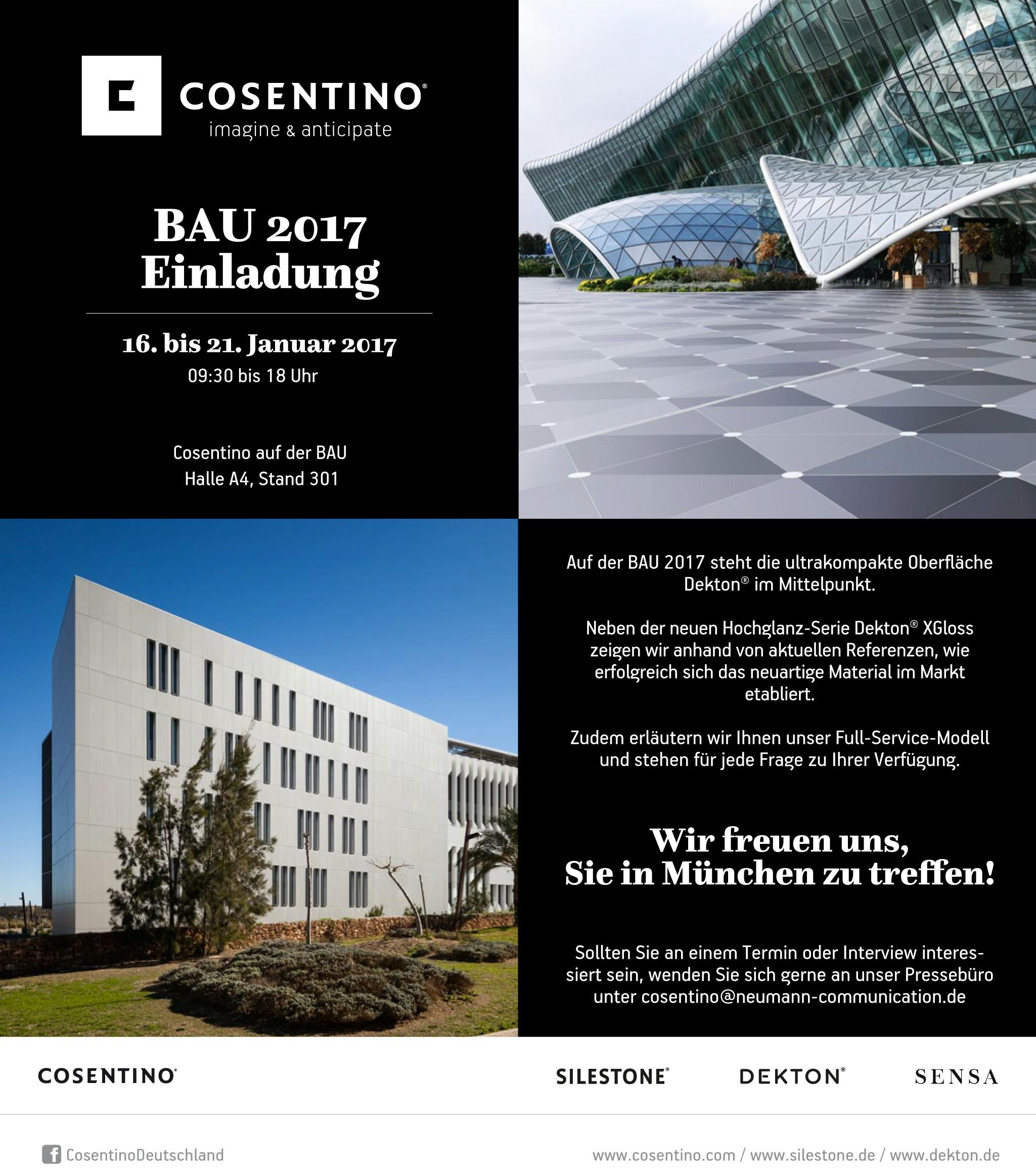 Bildnummer 32 des aktuellen Abschnitts von BAU 2017 Einladung von Cosentino Deutschland