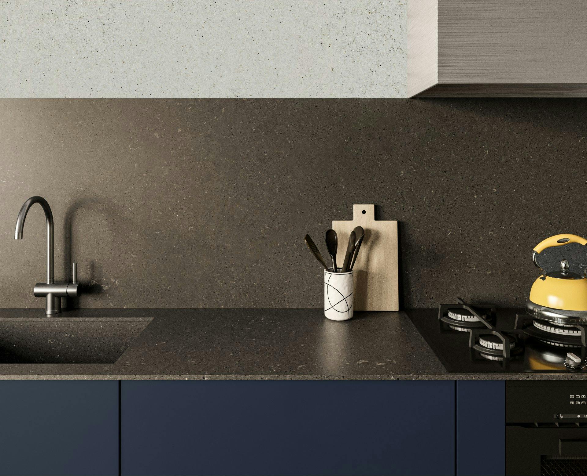 Image of SIL Brass Relish European Kitchen Detail View.jpg?auto=format%2Ccompress&fit=crop&ixlib=php 3.3 in The ‘cement look’ is a winner in hospitality and commercial establishments - Cosentino