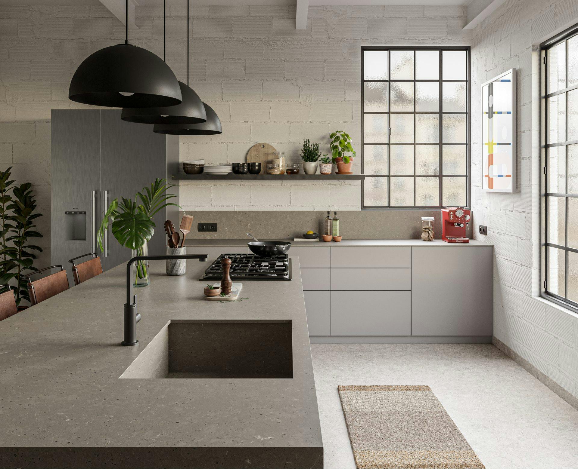 Image of SIL Brass Relish European Kitchen General View.jpg?auto=format%2Ccompress&fit=crop&ixlib=php 3.3 in The ‘cement look’ is a winner in hospitality and commercial establishments - Cosentino