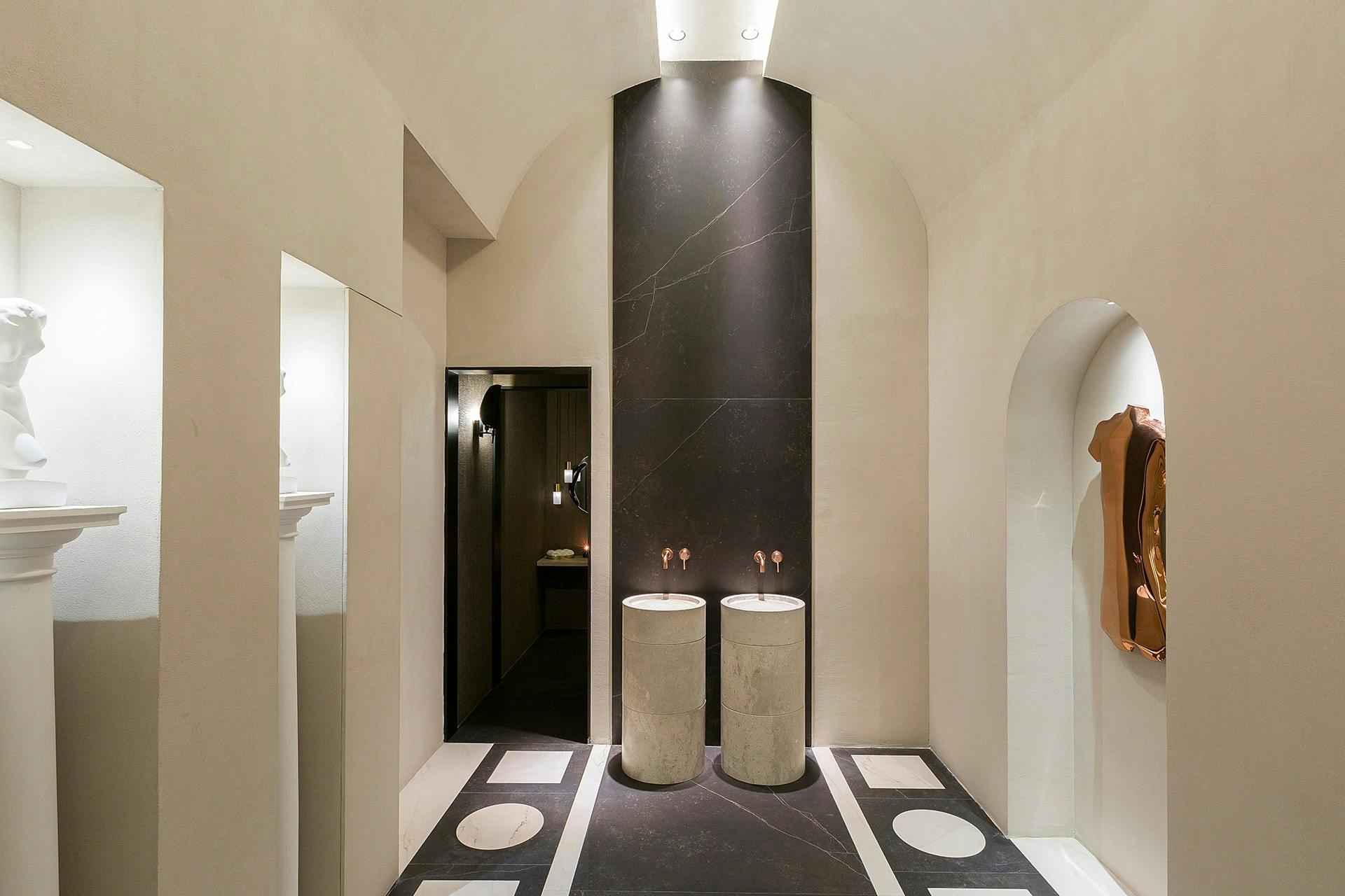 Image number 34 of the current section of A contemporary public toilet design inspired by Roman public baths in Cosentino Australia