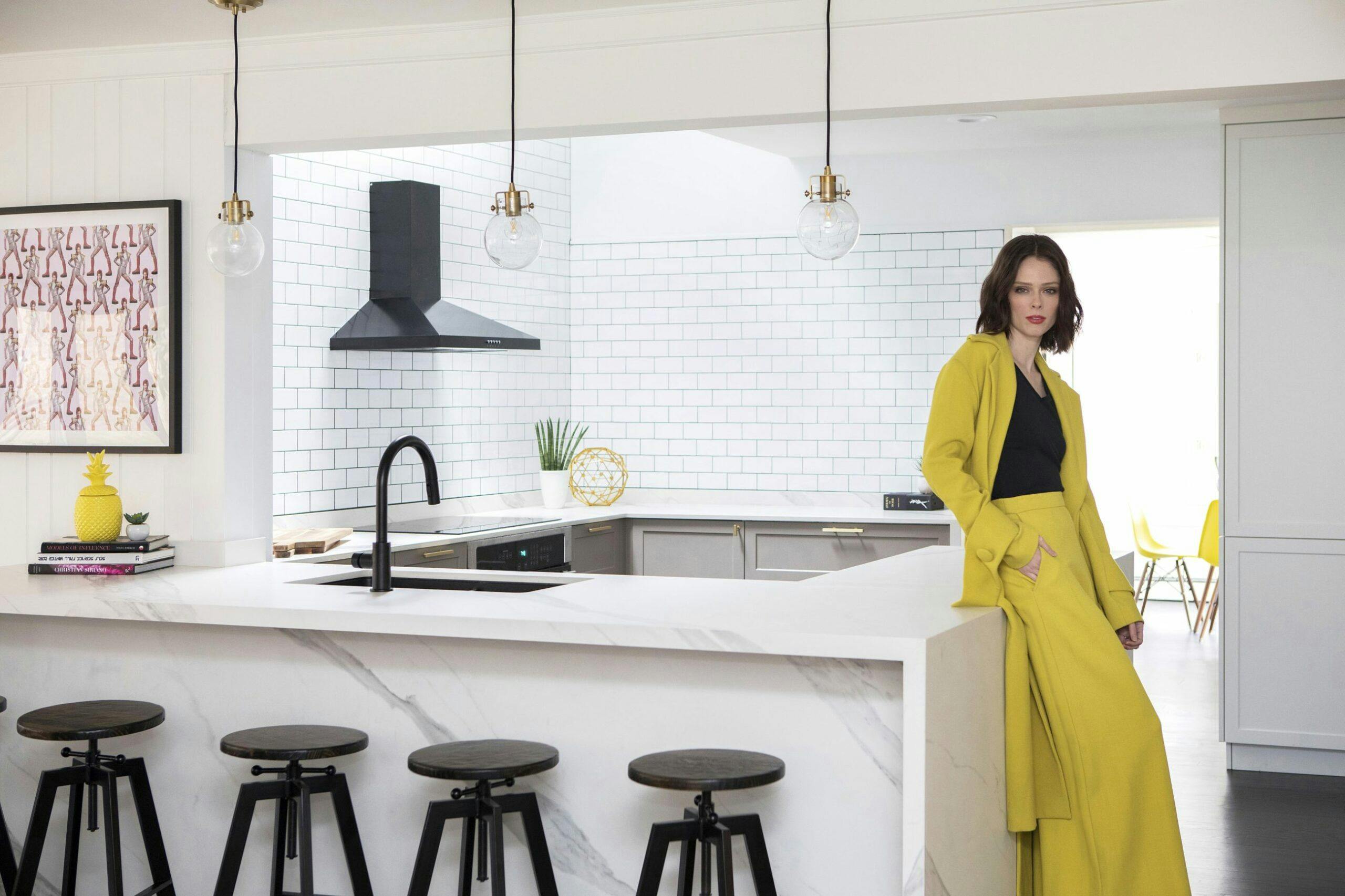 Image number 32 of the current section of Coco Rocha Model Camp features Dekton Opera kitchen countertops in Cosentino Canada