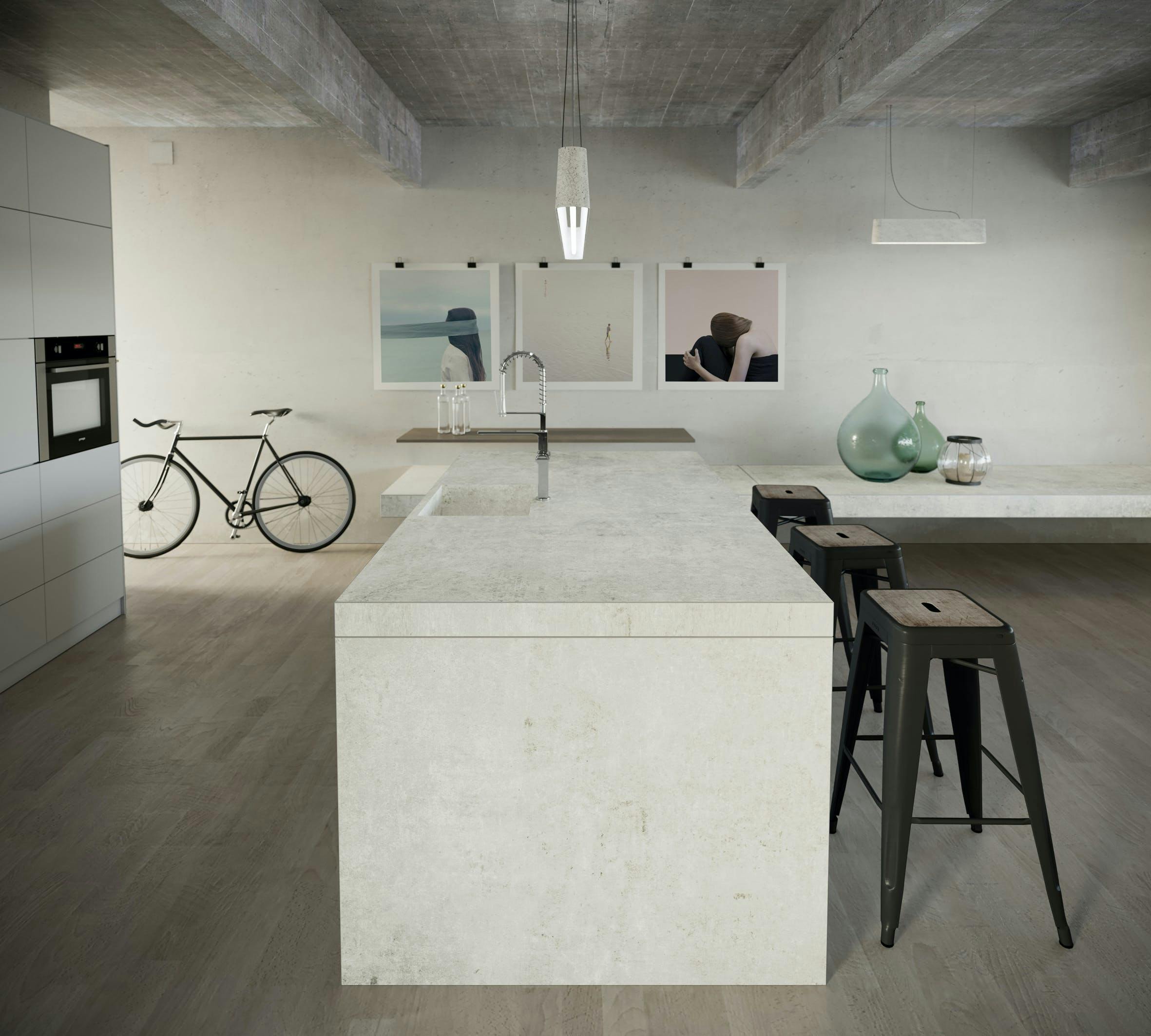 Concrete inspired Dekton Lunar from the Industrial Collection
