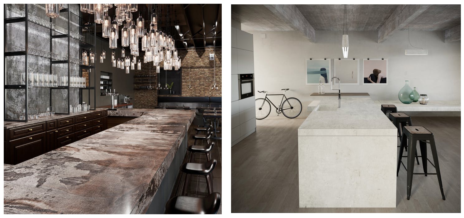 Industrial Interiors: Dekton Trilium and New Dekton Lunar Surfaces from the Industrial Collection