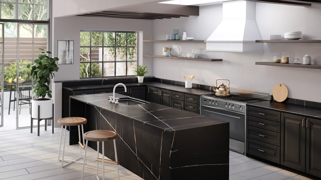 Image of Silestone Eternal Noir Kitchen blog 3.jpg?auto=format%2Ccompress&fit=crop&ixlib=php 3.3 in L-shaped kitchens, functionality and design in any space - Cosentino