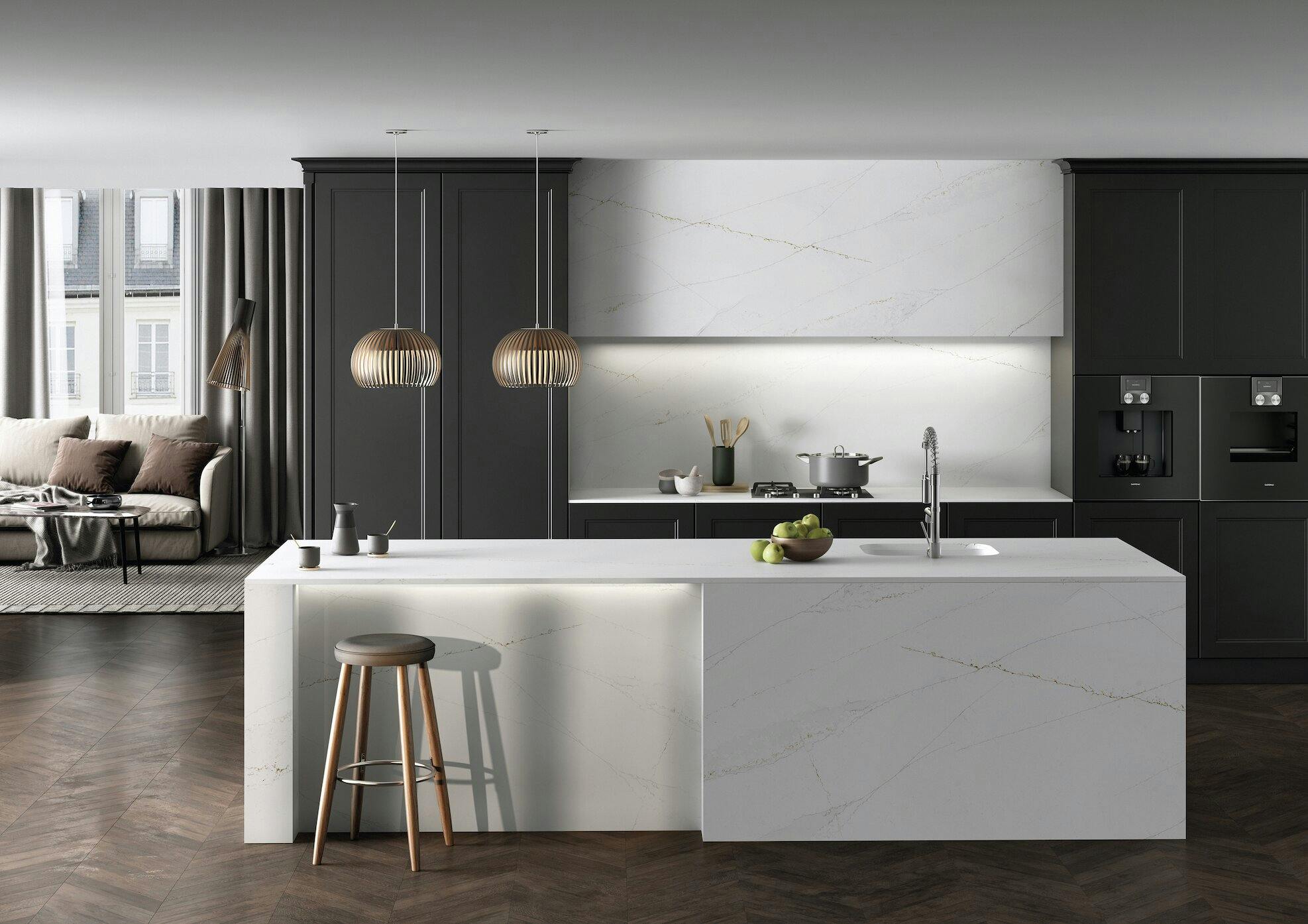 Image of Silestone Ethereal Glow ImResizer.jpg?auto=format%2Ccompress&ixlib=php 3.3 in Kitchen and dining room merged by a precise design - Cosentino
