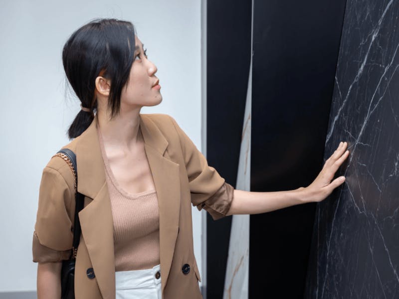Irene Xiiao checking out the newly launched Dekton® Somnia from the Onirika Collection
