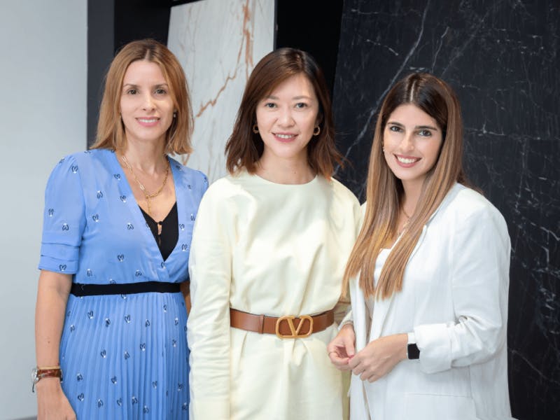 Maria Fernandez, Marketing Manager for Cosentino APAC, Veanne Chong and Patricia Lyon