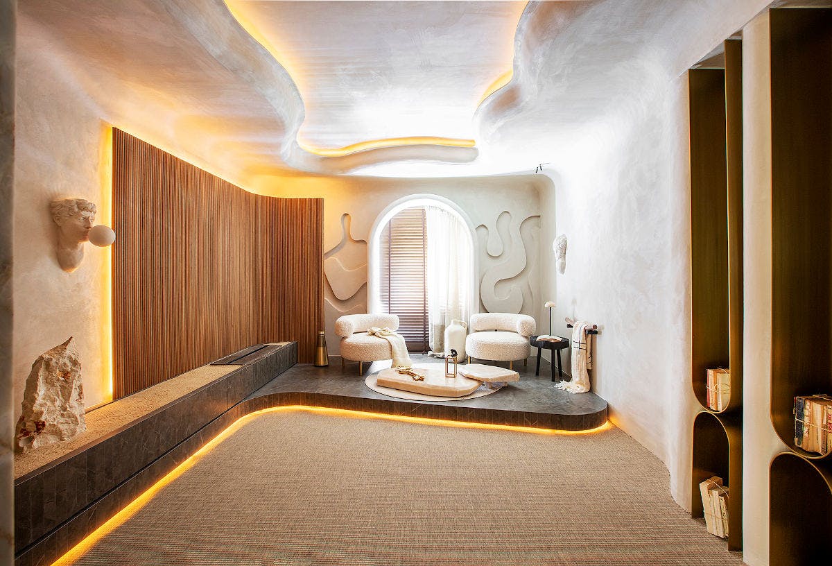 Image of casa decor 2023 espacio conceptual juka 02.jpg?auto=format%2Ccompress&ixlib=php 3.3 in A lounge for relaxation and calm - Cosentino