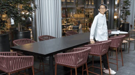 Image of Outdoor communal table top designed with Dekton Aldem in E%CC%81toile Bistro at EQ KL.png?auto=format%2Ccompress&fit=crop&ixlib=php 3.3 in Cosentino Interior Designer Spotlight: Exploring the Design Journey of IDr. Lai Siew Hong - Cosentino