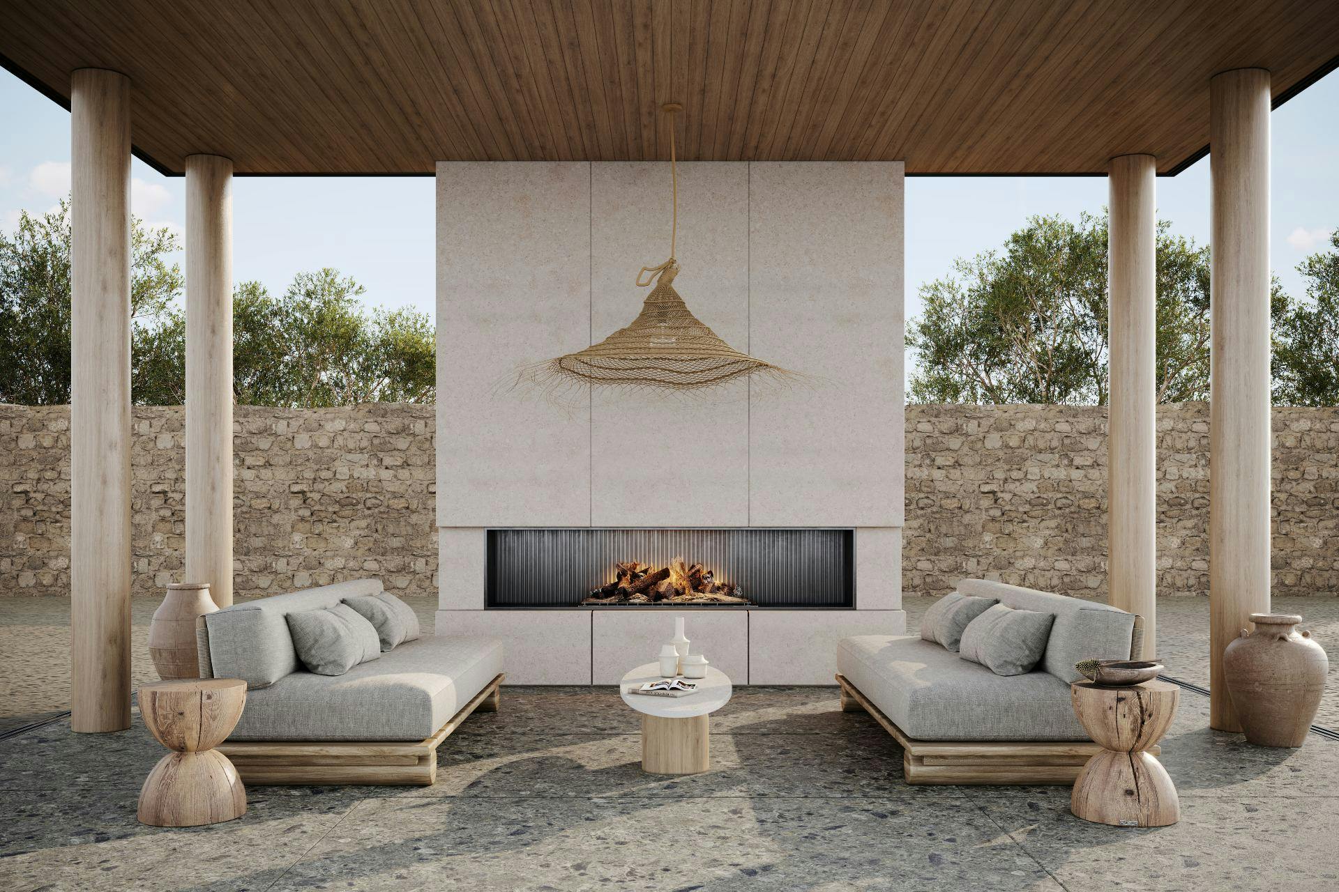 Image of CEPPO Outdoor Seating Area and Fireplace HR.jpg?auto=format%2Ccompress&ixlib=php 3.3 in Ceppo di Gré: the stone that adorned Milan becomes a trend reinterpreted by Dekton - Cosentino