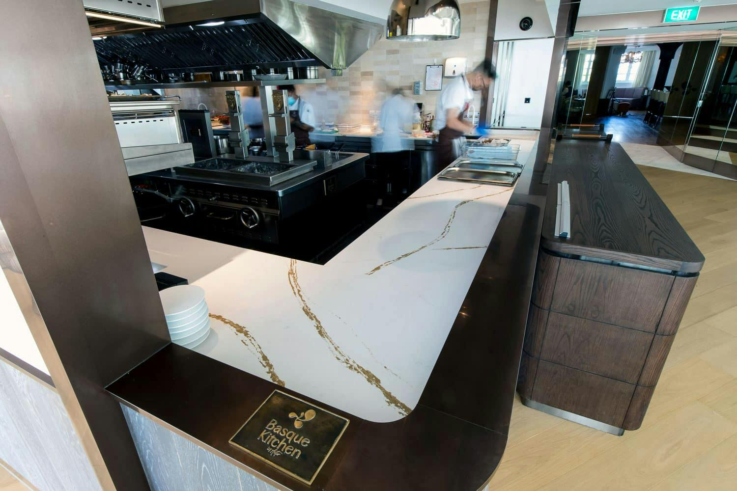 Image of Basque Kitchen 2.jpg?auto=format%2Ccompress&ixlib=php 3.3 in Silestone, selected for the worktop of the Hyatt Regency’s demanding dining room for its extraordinary hygienic capabilities - Cosentino