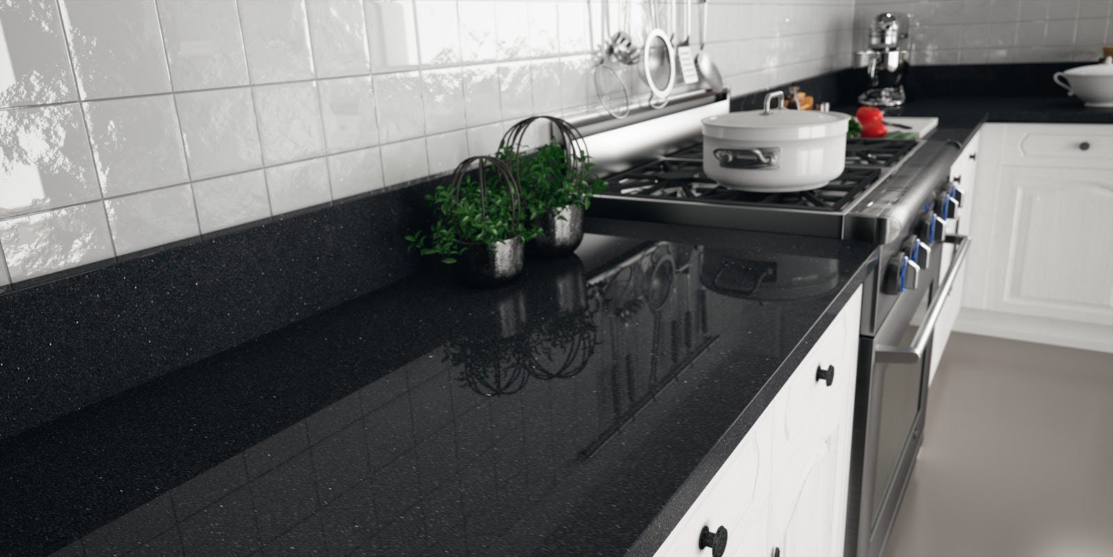 black glossy granite kitchen sink