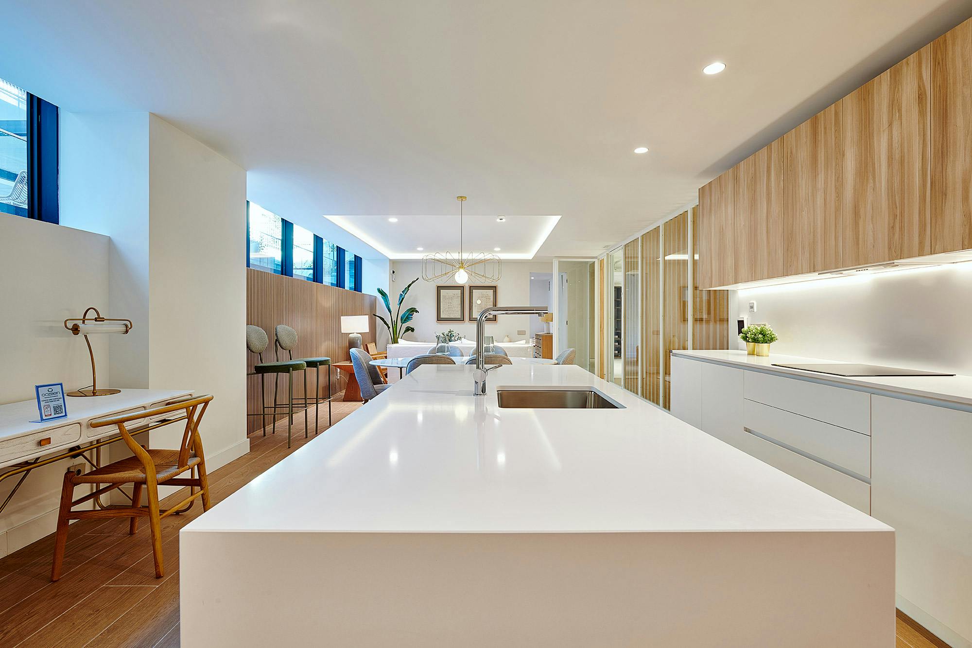 Image of aedas homes cocina silestone blanco zeus 8.jpg?auto=format%2Ccompress&ixlib=php 3.3 in Cosentino, the star of the new functional, modern and sustainable house in the AEDAS Homes showroom in Madrid - Cosentino