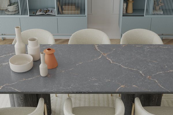 Image of web le chic parisien bleu dining.jpg?auto=format%2Ccompress&ixlib=php 3.3 in Cosentino Launches Two New Silestone® Collections, Le Chic and Urban Crush - Cosentino