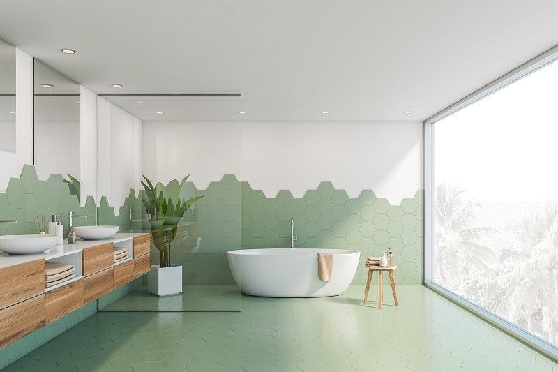 Materiales para baños en verde