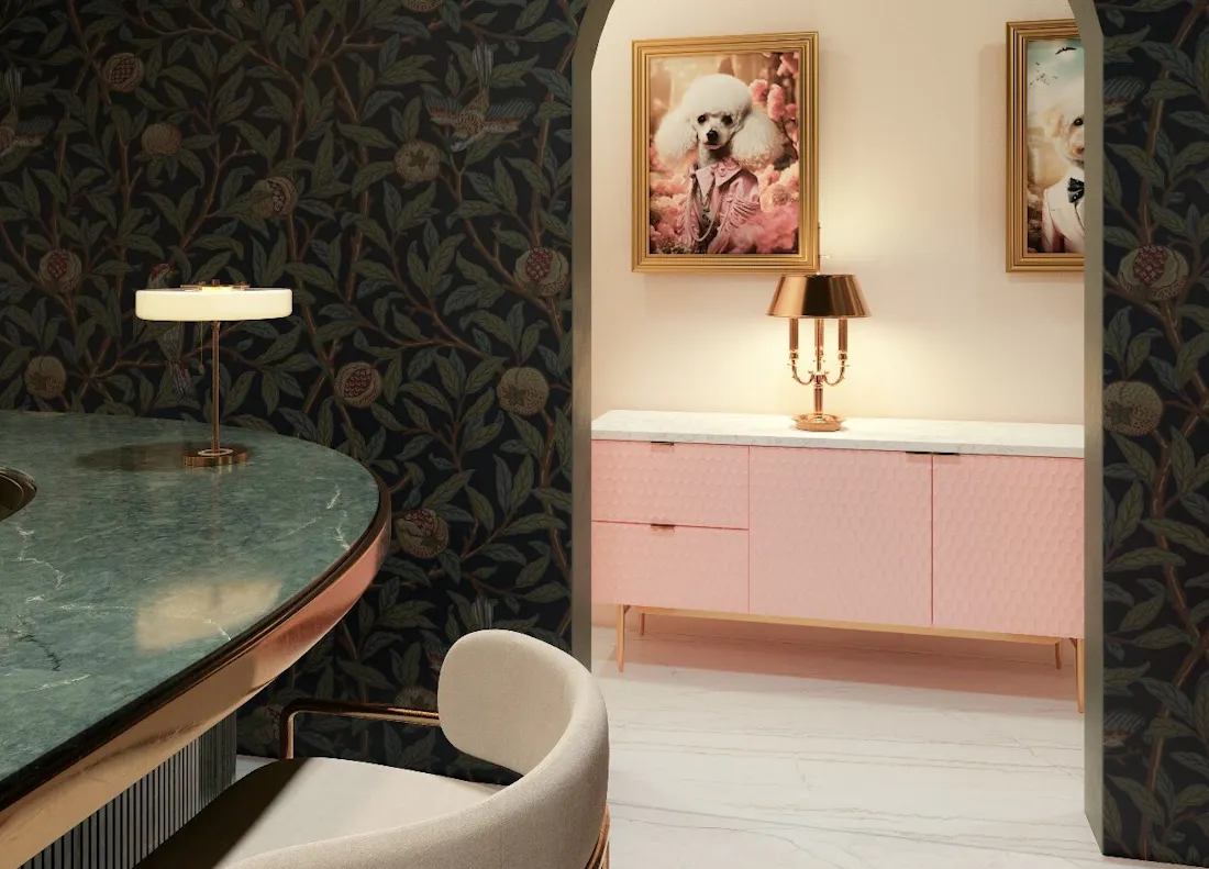 Restaurante Silestone Lechic Boheme - Jardin Emerald - Vista Aseo Image 34 of Restaurante Silestone Lechic Boheme Jardin Emerald Vista Aseo e1724236765242.jpg?auto=format%2Ccompress&fit=crop&ixlib=php 3.3 in Cómo diseñar un restaurante estilo francés: inspírate con los colores más chic de Silestone - Cosentino