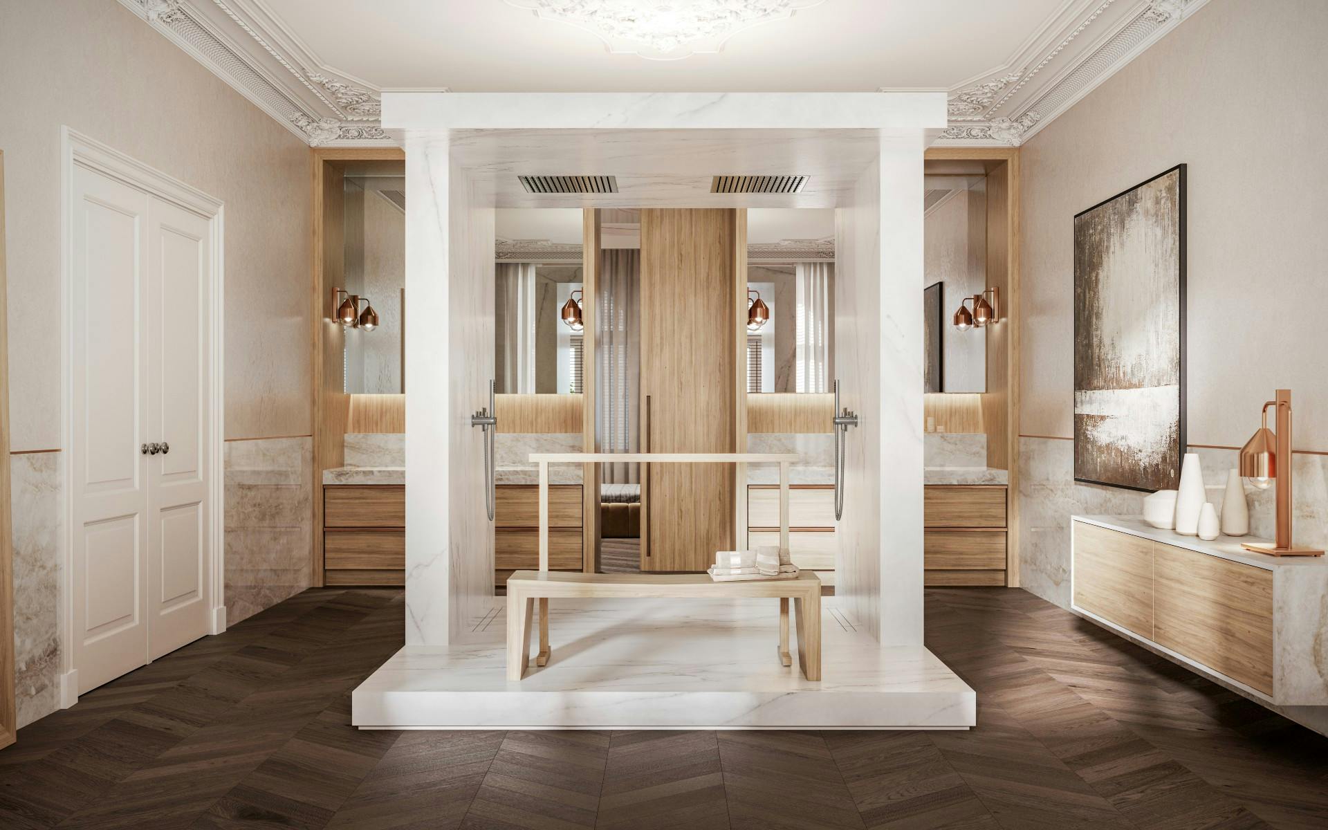 Numéro d'image 41 de la section actuelle de Ellipse: the bathroom by MUT Design inspired by the organic curves of the iconic Torres Blancas building de Cosentino France
