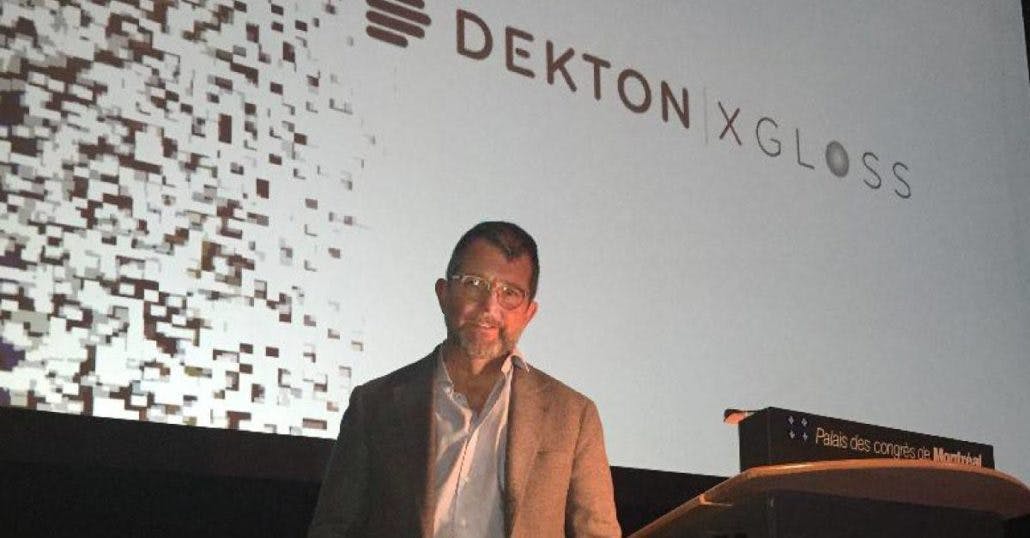 Daniel Germani présente les nouvelles couleurs Dekton durant le Sommet Mondial du Design de Montréal