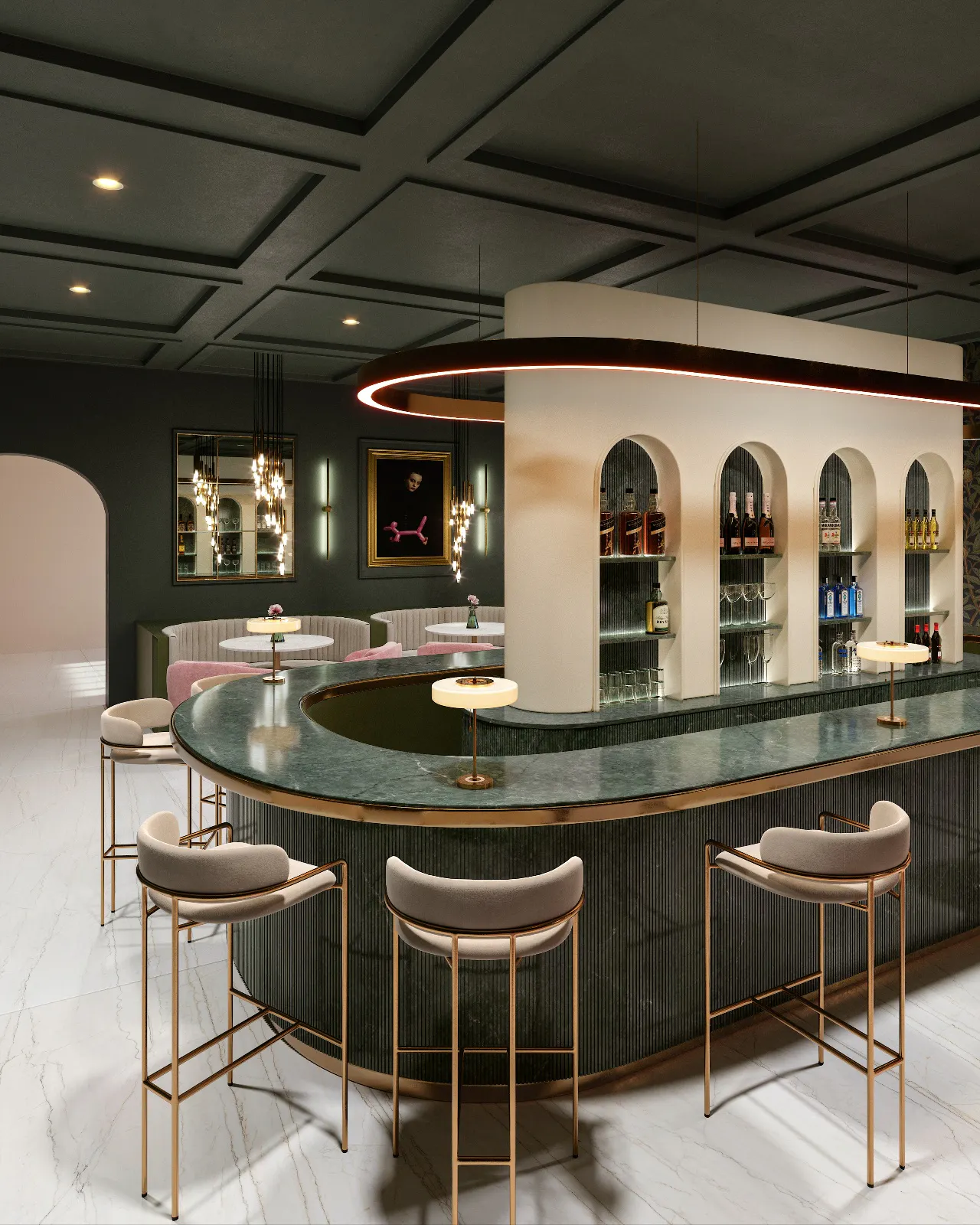 Restaurante Silestone Lechic Boheme - Jardin Emerald - Vista Barra