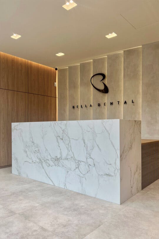 A DKTN reception desk to mark the decoration of a high quality dental