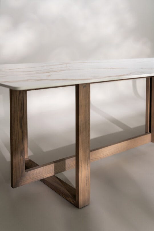 The grand living DT106 - MALIBU TIMBER DINING TABLE WITH STONE TOP..........