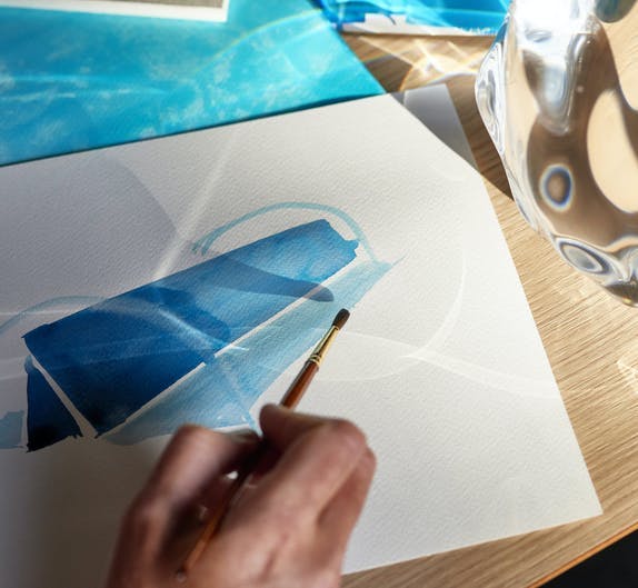 Image of Raytrace watercolour sketch LAYER for DEKTON by Cosentino Image Credit Jose Santopalomo 5 in Raytrace - een grootschalige Dekton®-installatie ontworpen door Benjamin Hubert van LAYER voor de Milaan Design Week 2019 - Cosentino