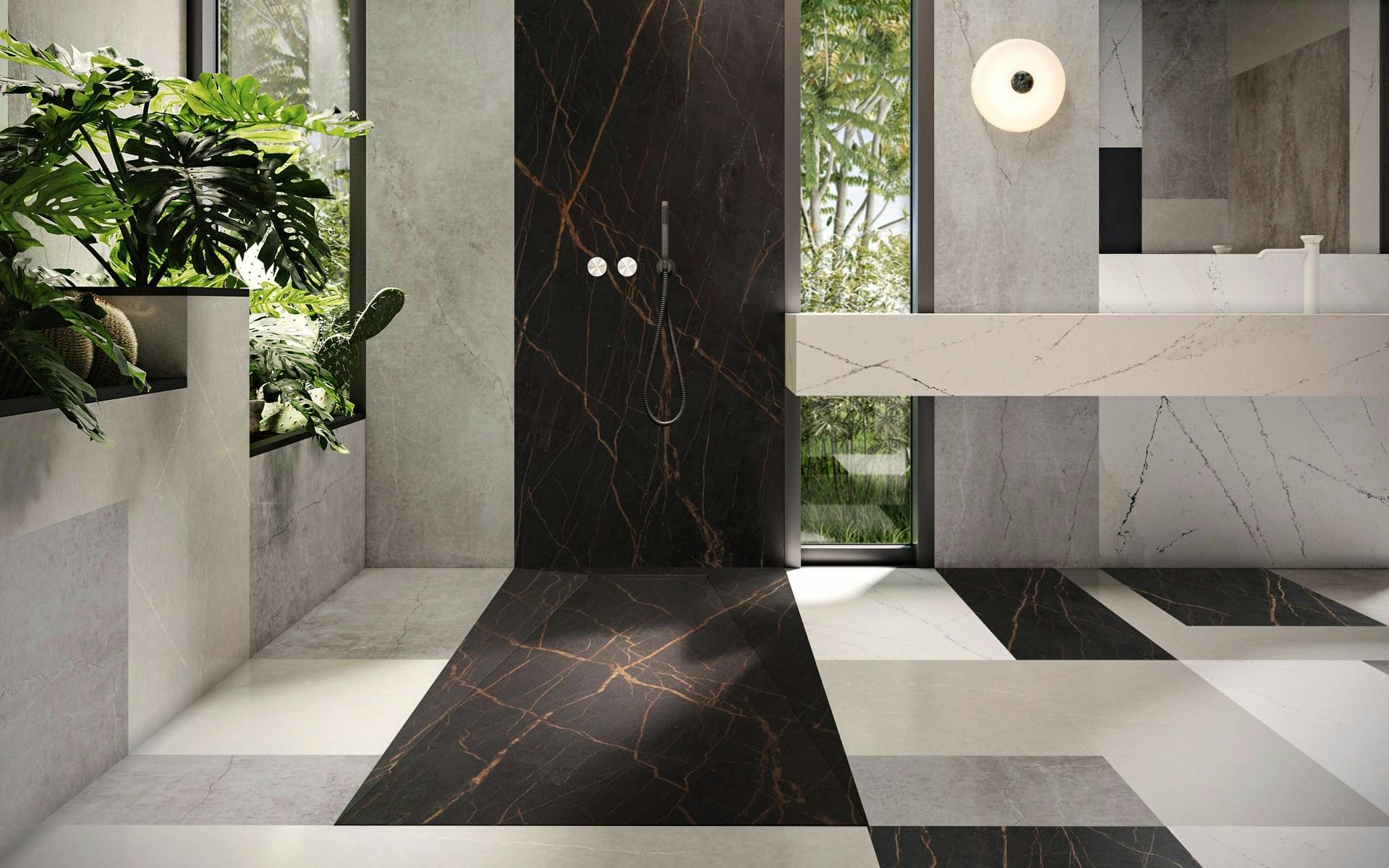 Image of COLLIN THE COLLAGE DET 02.jpg?auto=format%2Ccompress&ixlib=php 3.3 in Silestone and Dekton clad the staircase, kitchen and bathrooms of a modern Brazilian home - Cosentino