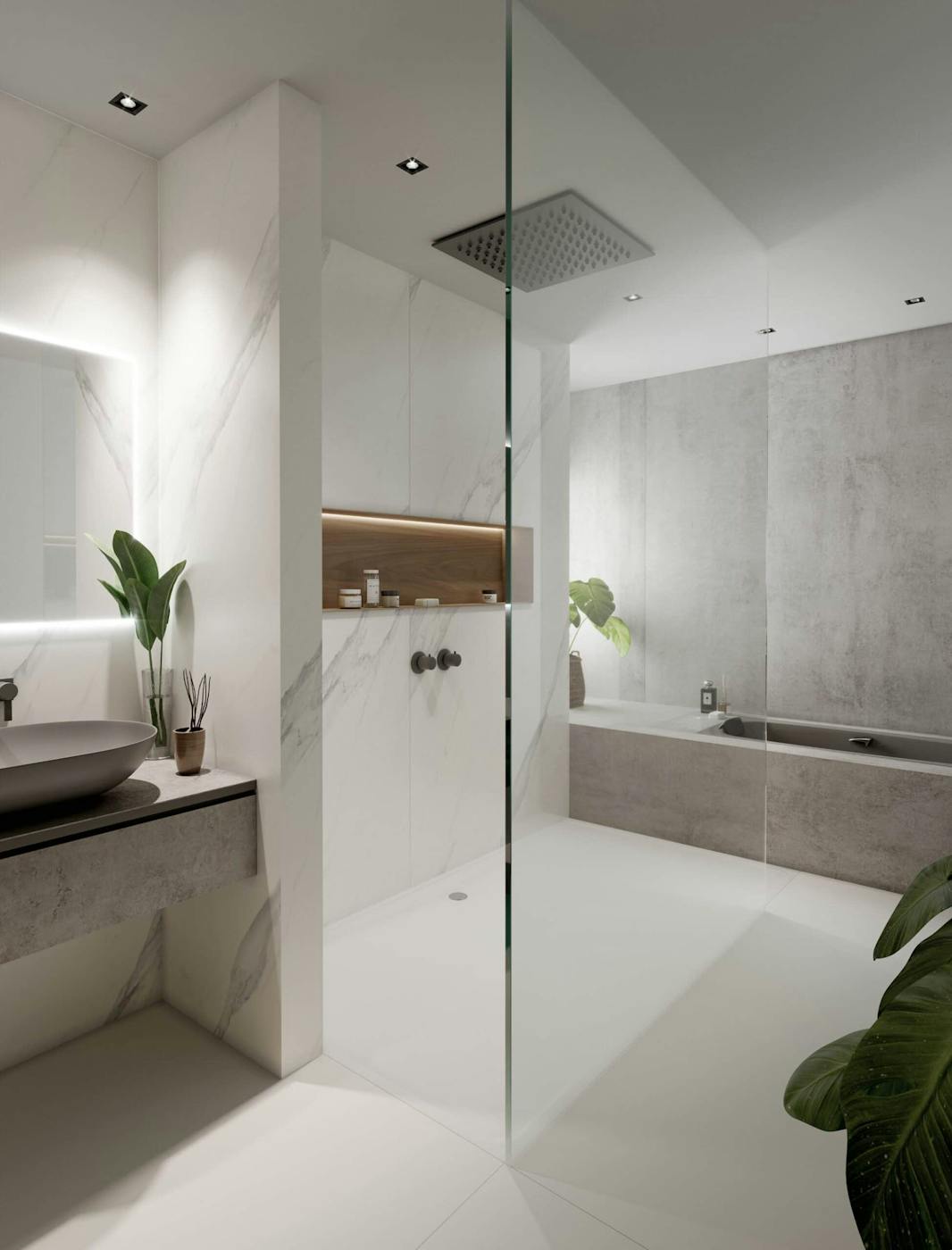 Vijf coole ontwerp ideeën voor grijze en witte badkamers