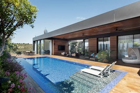 Imagem de villa in haifa dekton fachada 3.jpg?auto=format%2Ccompress&fit=crop&ixlib=php 3.3 - Cosentino Portugal Imagem número 34 da actual secção de Glass, Iroko timber and Dekton for a façade with a lot of character da Cosentino Portugal