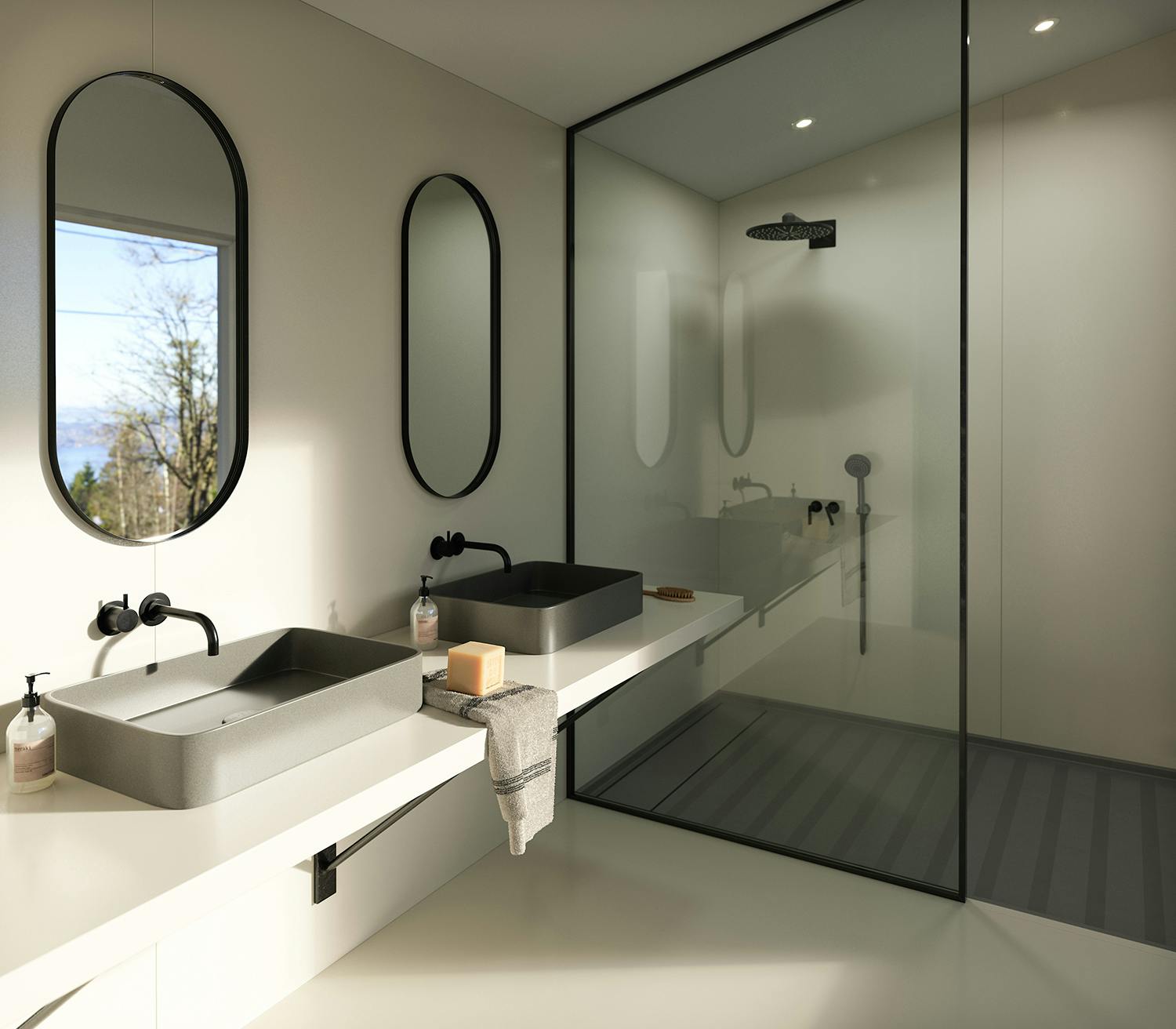 Image of Silestone Sunlit Days Faro White bathroom web in Banyolarda Yüzey Seçimine Dikkat! - Cosentino