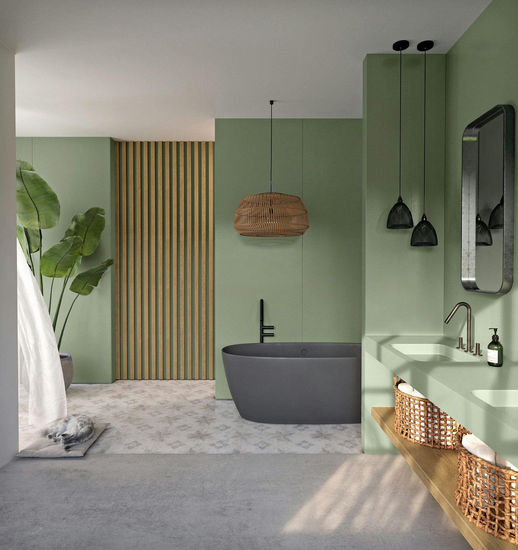 Image of Silestone Bathroom Posidonia Green in Cosentino’nun Silestone Posidonia Yeşili Evlere Dinlendirici Hava Katıyor - Cosentino