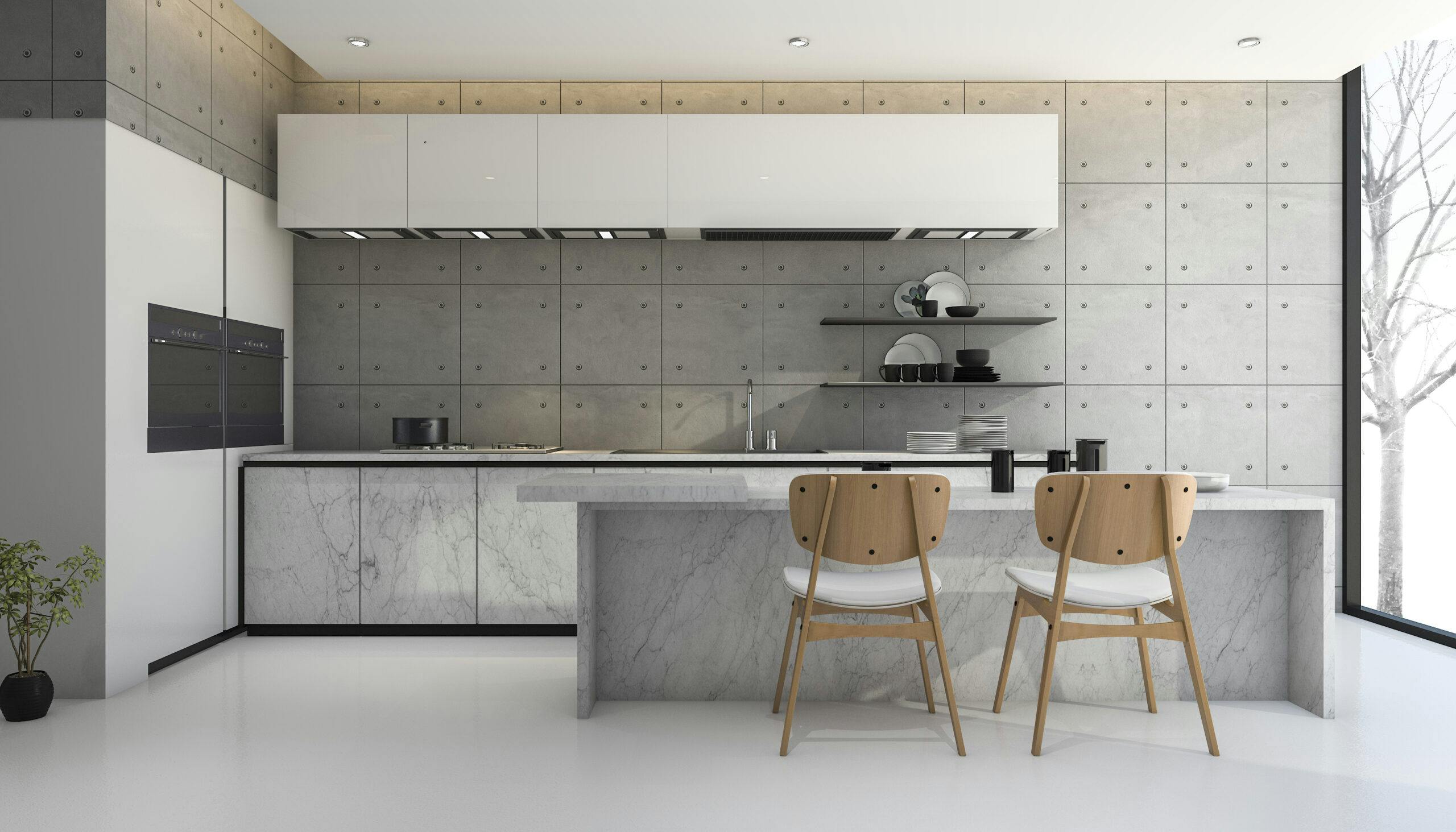Image number 34 of the current section of 3 concepts to decorate a kitchen with a white floor of Cosentino USA