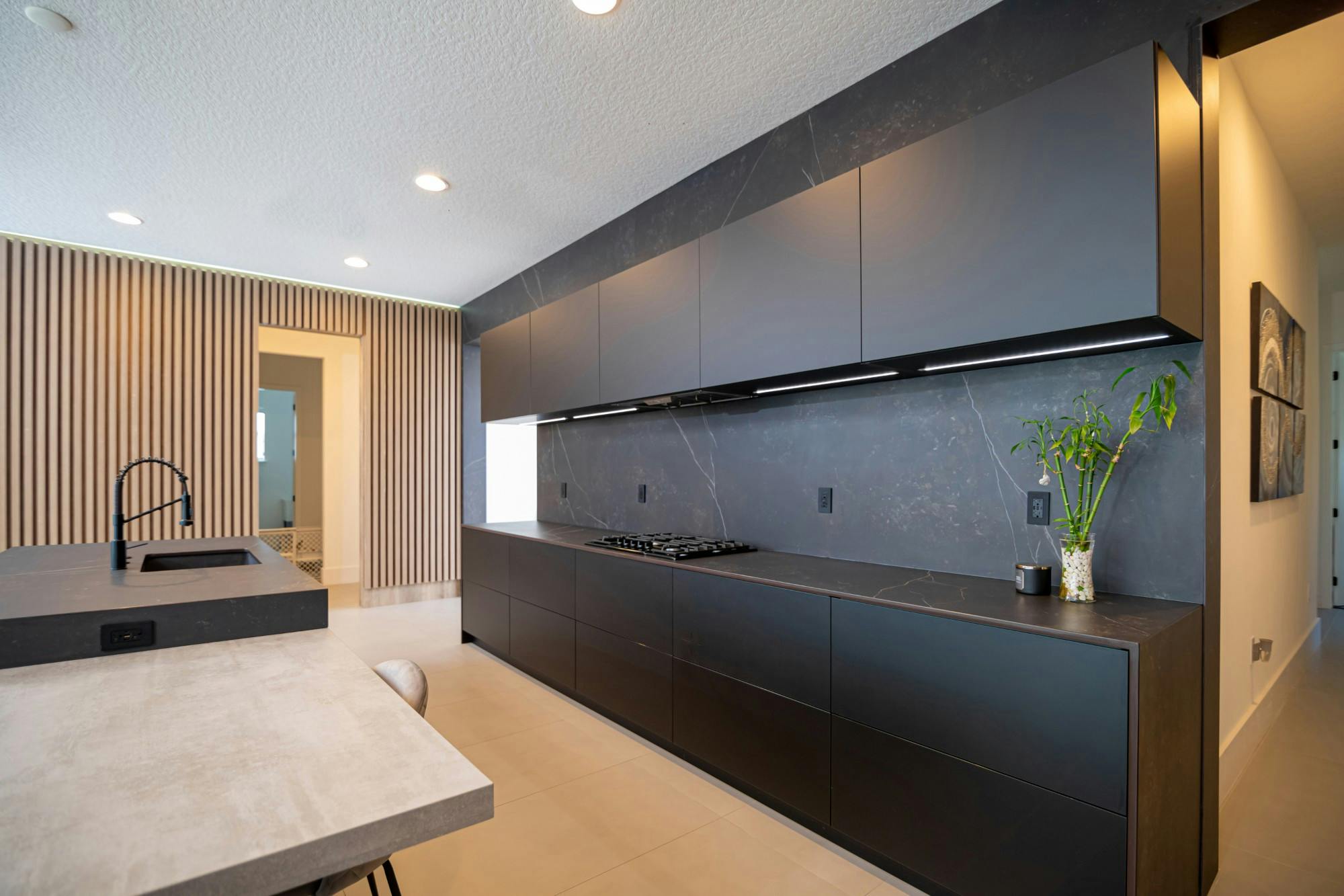 Image number 39 of the current section of A dark modern kitchen covered in Dekton of Cosentino USA