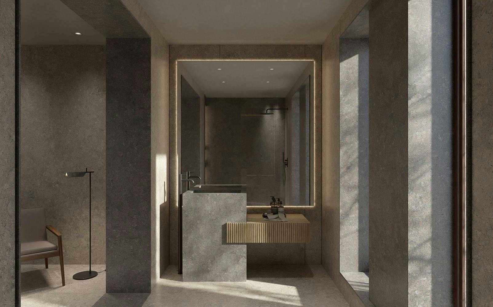 Minimalist bathrooms, plain and bare - Cosentino