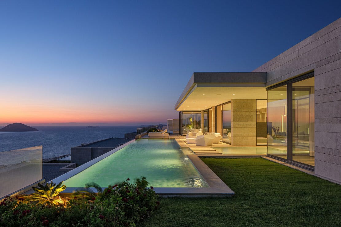 An exceptional modern haven facing the Aegean Sea that uses Dekton to ...