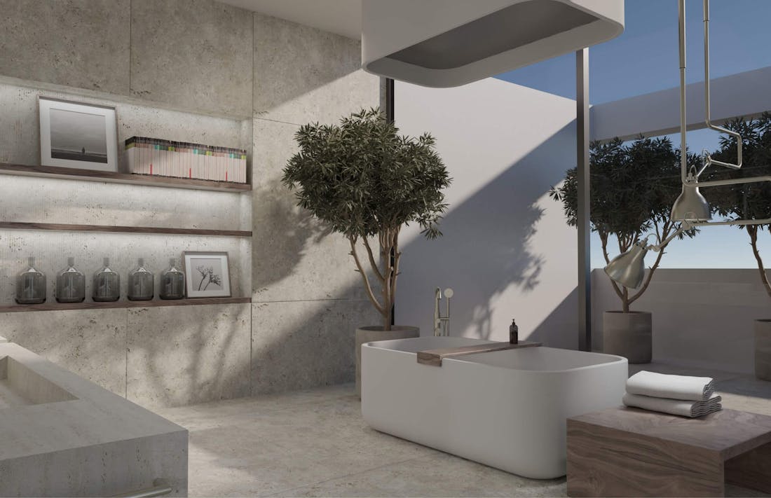 Image 34 of dg travertino 2.jpg?auto=format%2Ccompress&fit=crop&ixlib=php 3.3 in Here are the top bathroom trends for 2023 - Cosentino
