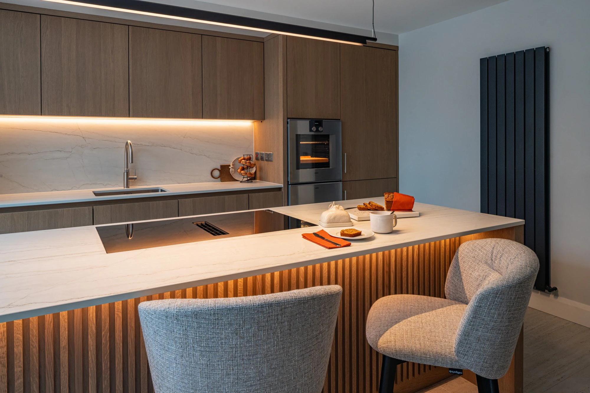 An elegant and functional kitchen in the penthouse of Norwegian